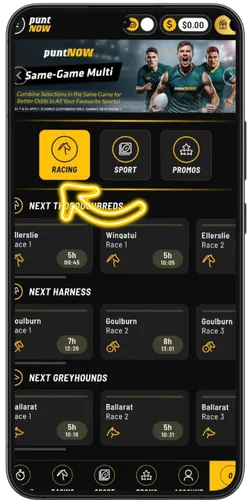 Aussie lobby loaded with $0.00 balance after PuntNow sign-up